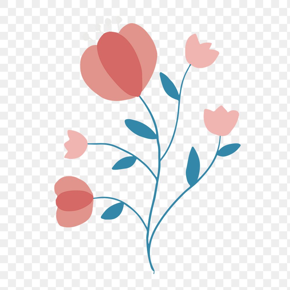 Blooming pink flower element png feminine style