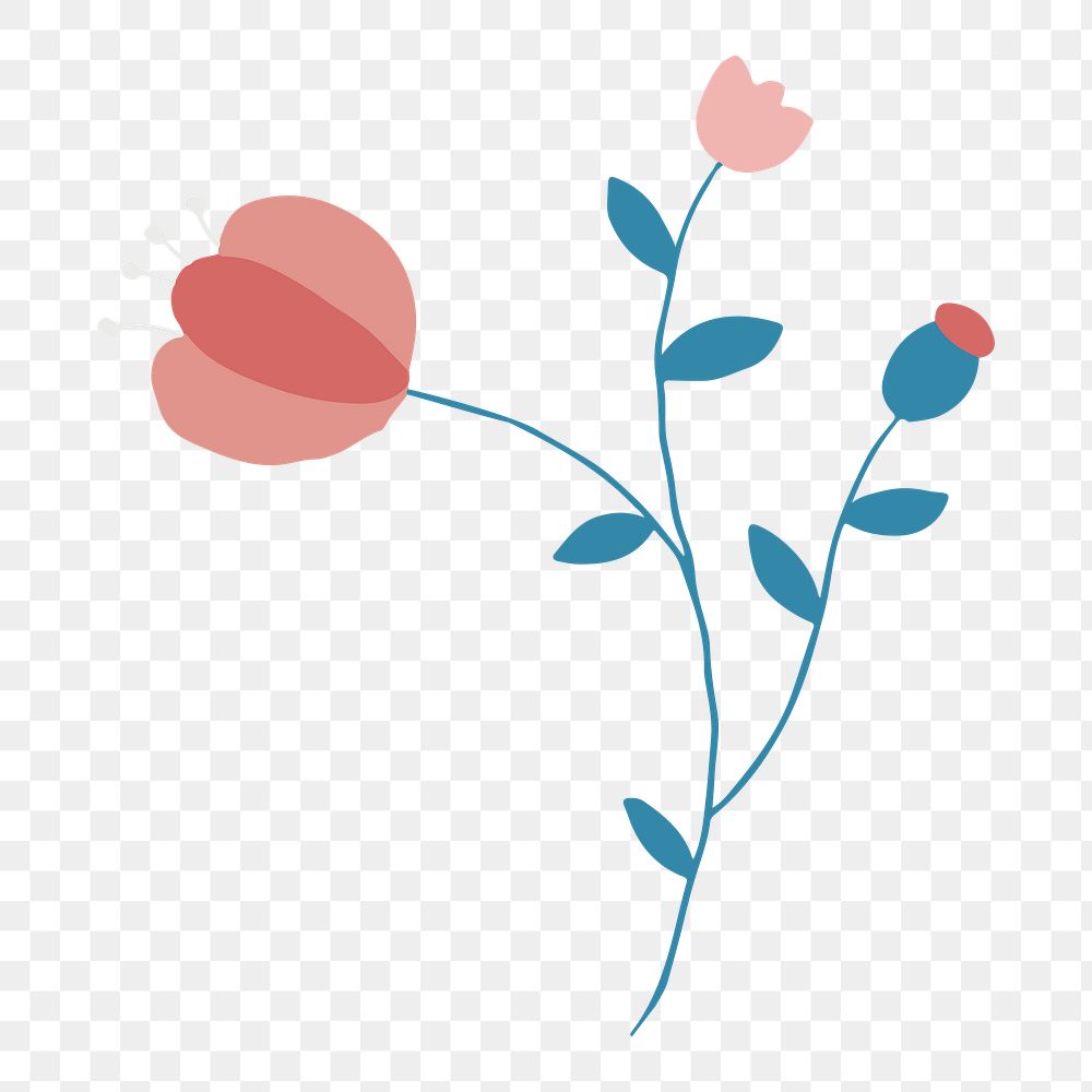 Blooming pink flower element png feminine style