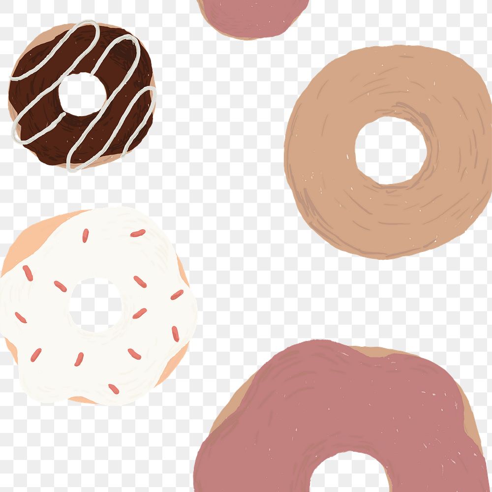 Cute donut patterned background png cute hand drawn style