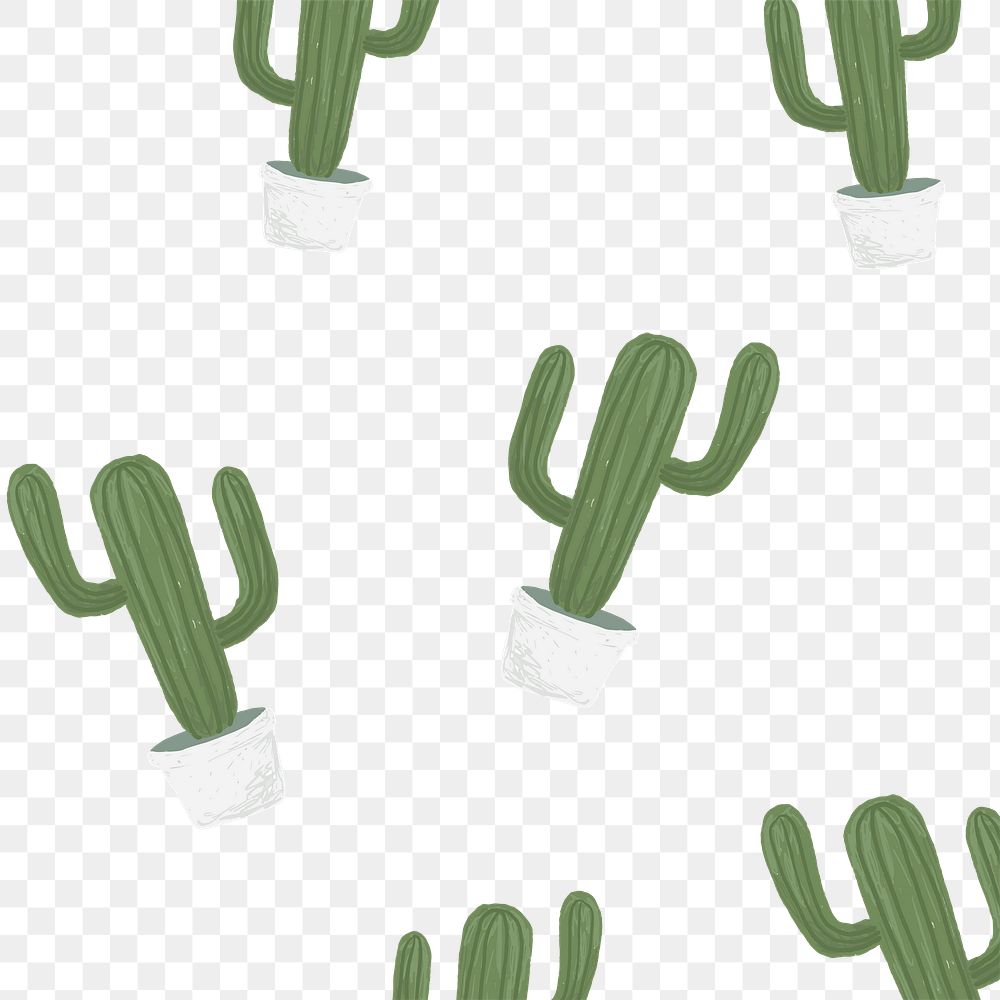 Cactus pot patterned background png cute hand drawn style