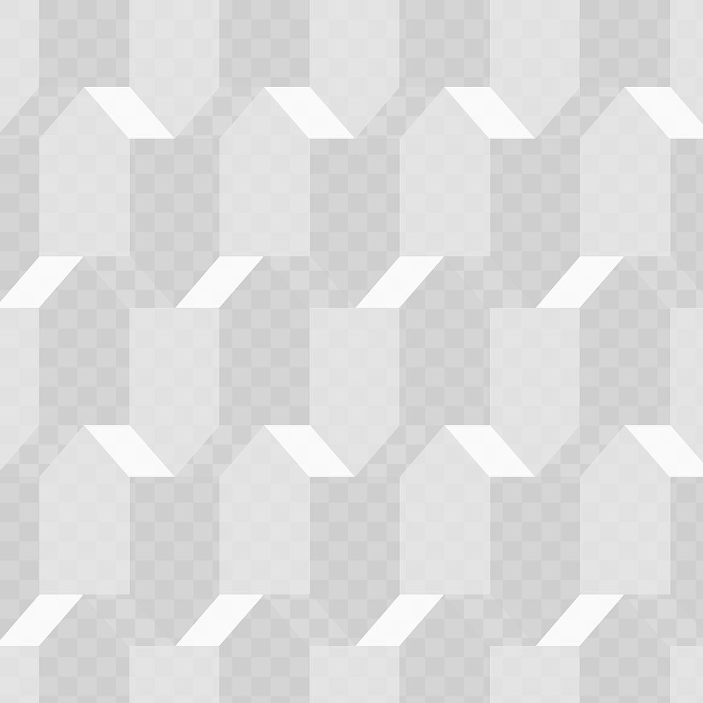 Pentagon 3D geometric pattern png grey background in abstract style
