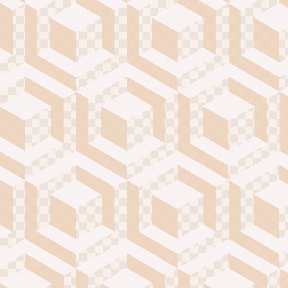 Blocks 3D geometric pattern png orange background in modern style