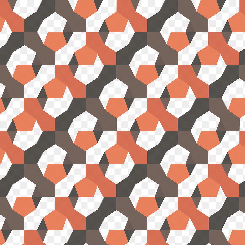 Modern 3D geometric pattern png orange background
