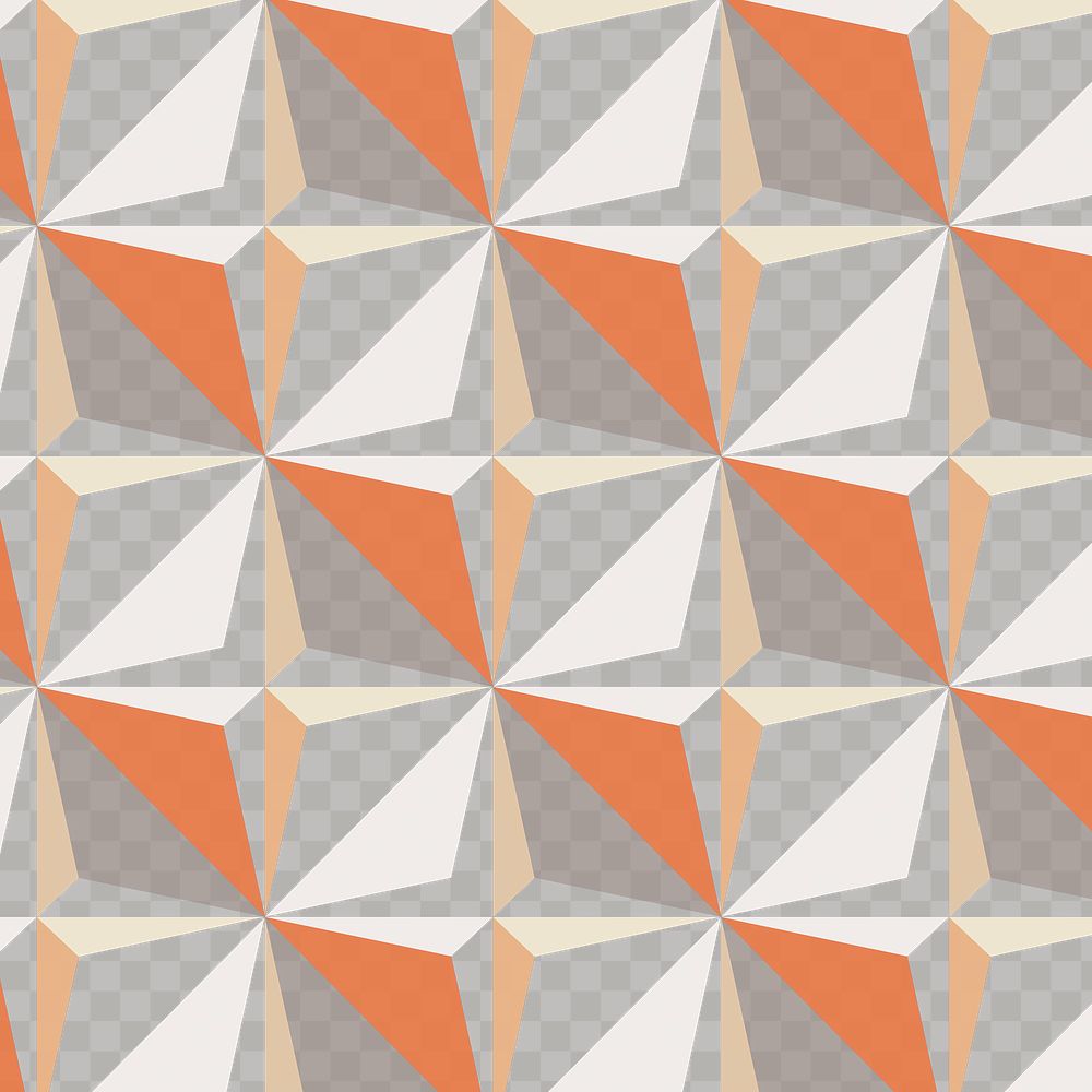 Kite 3D geometric pattern png orange background in modern style