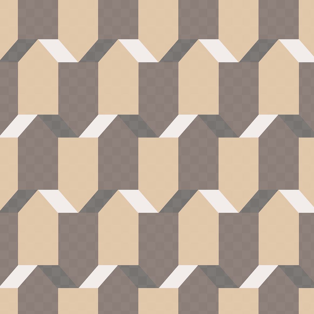 Pentagon 3D geometric pattern png brown background in abstract style