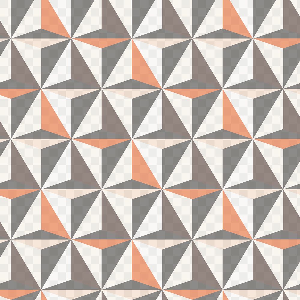 Triangle 3D geometric pattern png orange background in modern style
