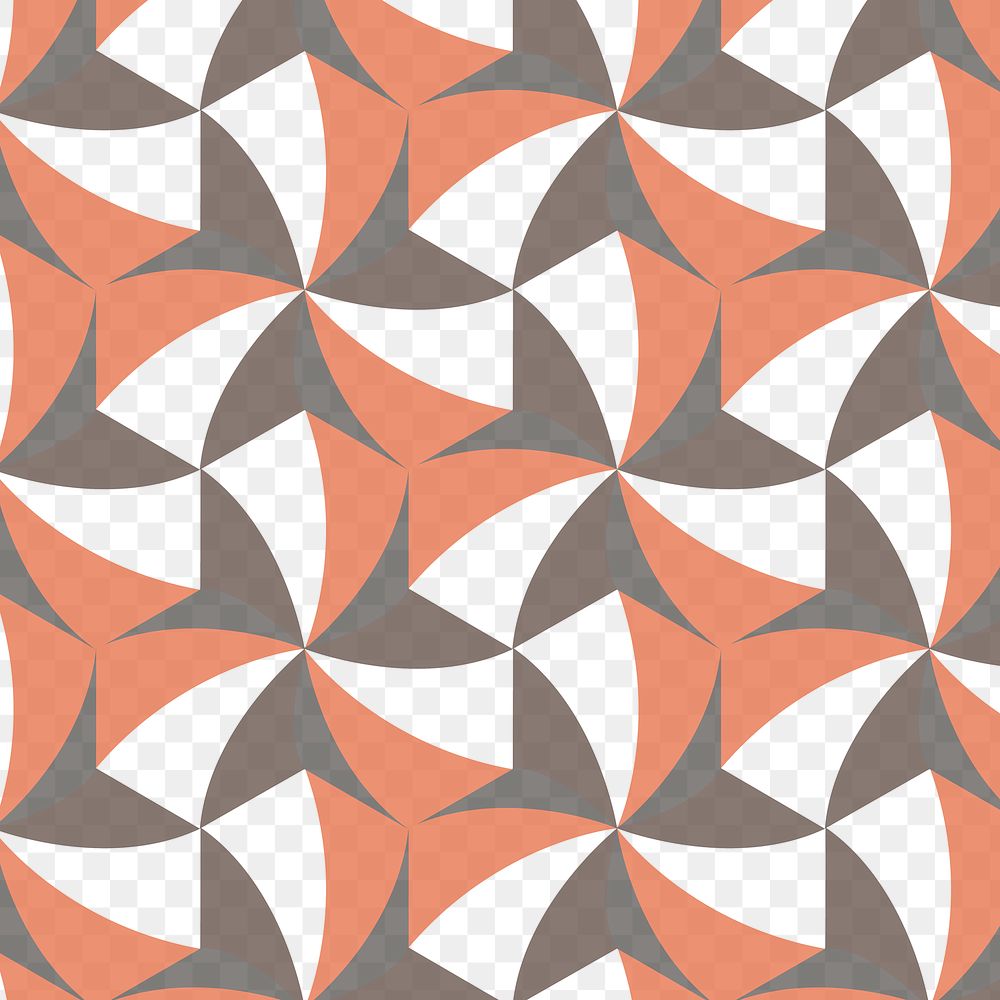 Retro 3D geometric pattern png orange background