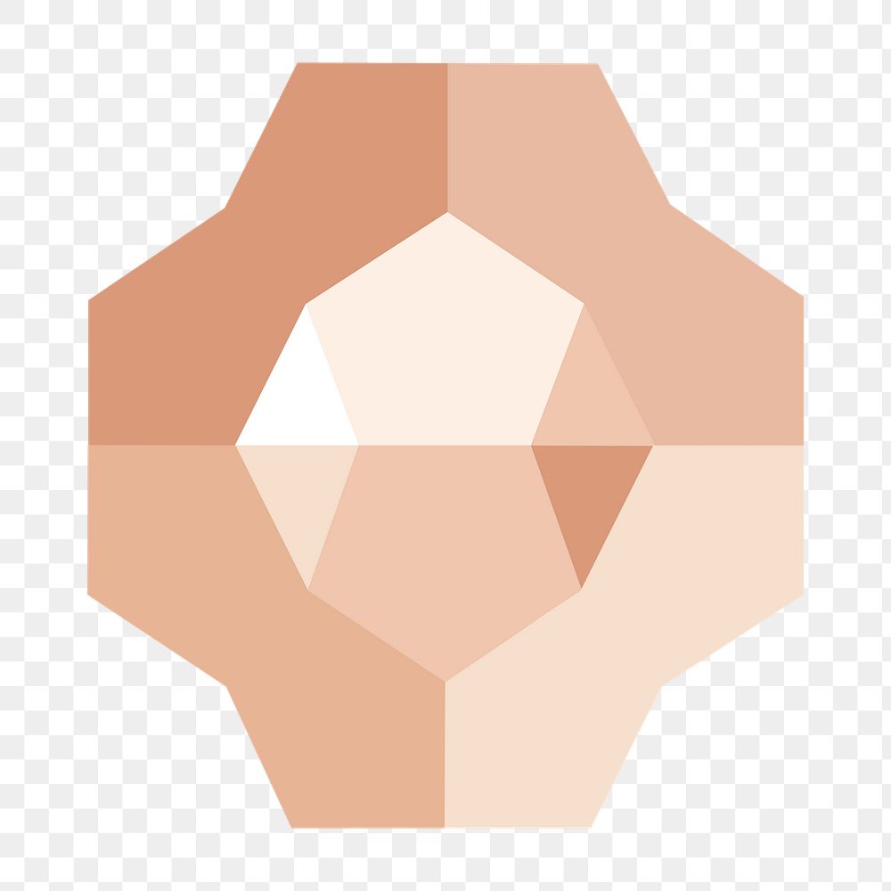 3D irregular geometric shape png in orange abstract style