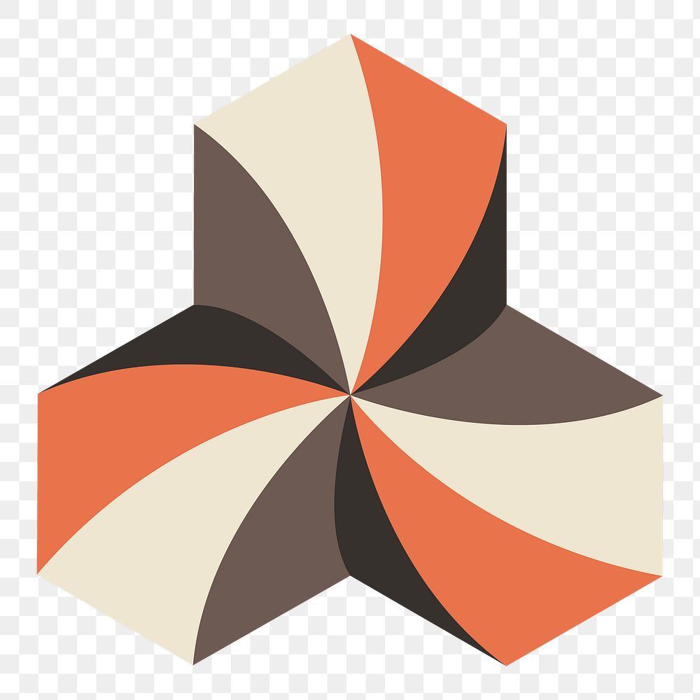 3D irregular geometric shape png in orange abstract style