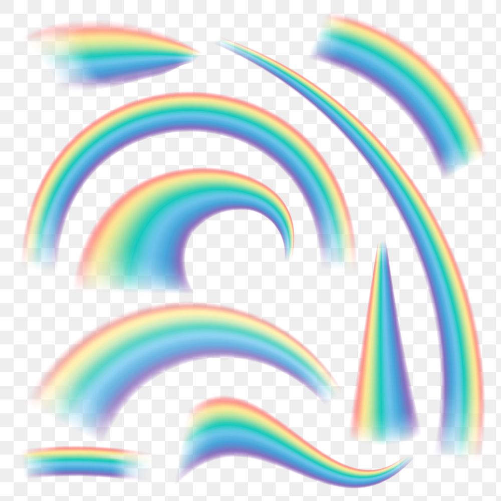 Png rainbow design element set 