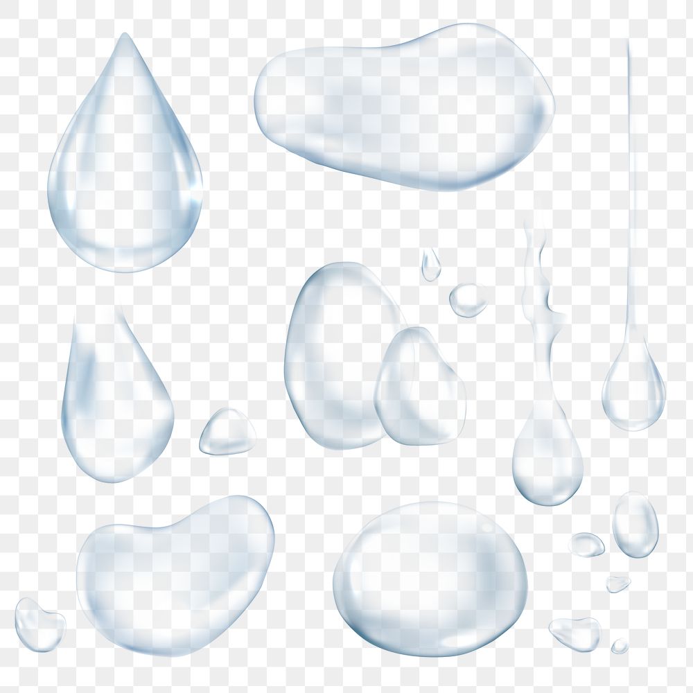 Png water drop design element set