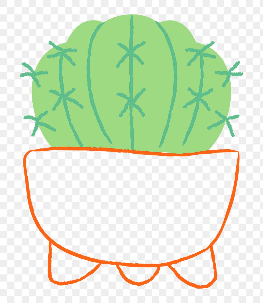 Potted plant png golden barrel cactus doodle