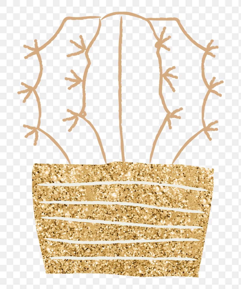 Luxury gold png golden barrel cactus element graphic