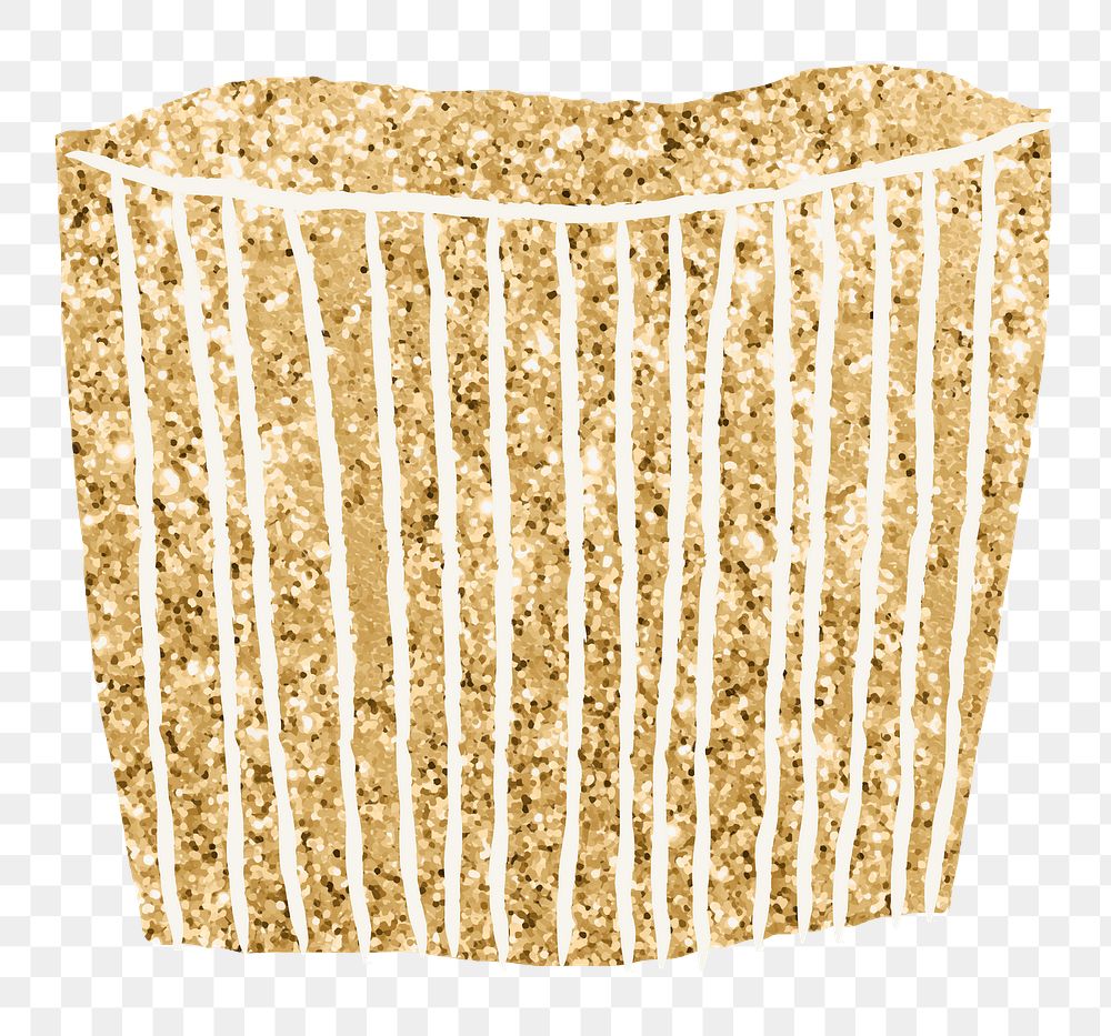 Plant pot png doodle in gold glitter