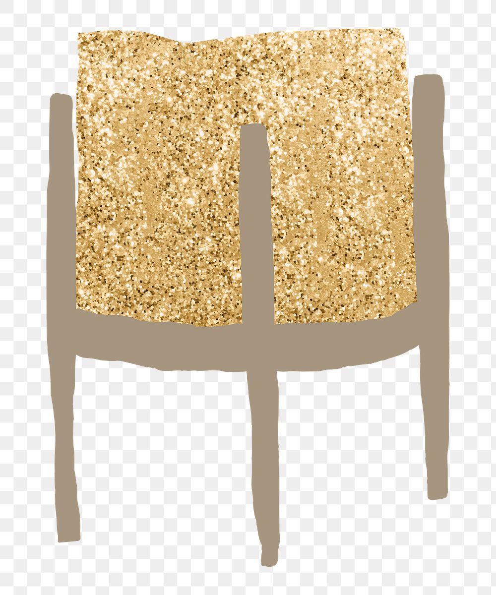 Plant pot png doodle in gold glitter