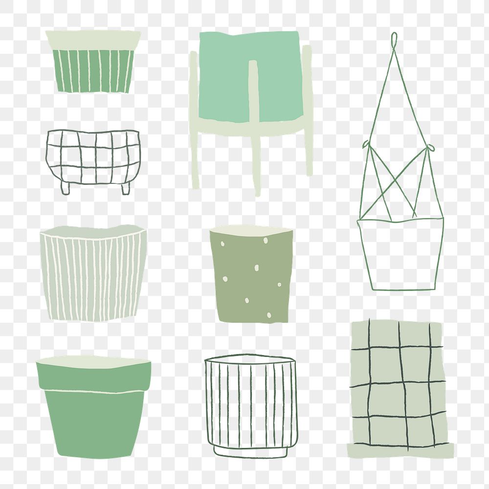Simple plant pot png doodle in green