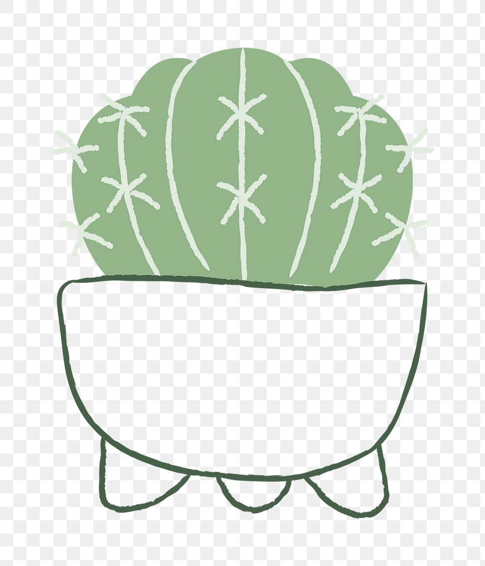 Potted cactus png houseplant doodle