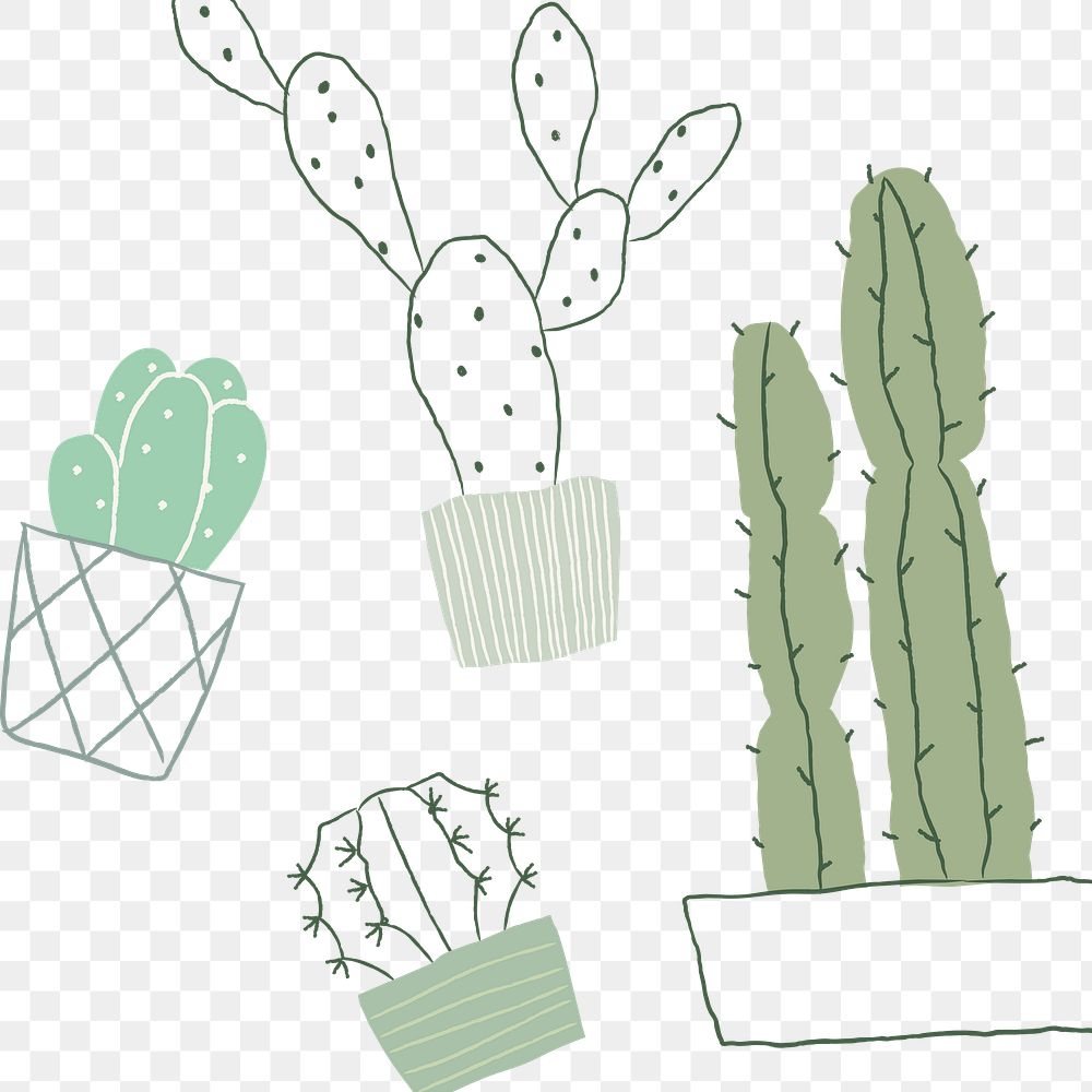 Houseplant cactus png sticker set