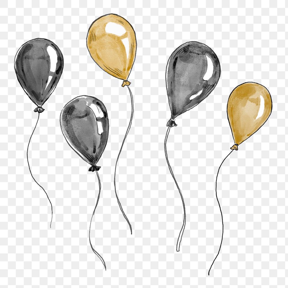 Balloons png hand drawn sticker