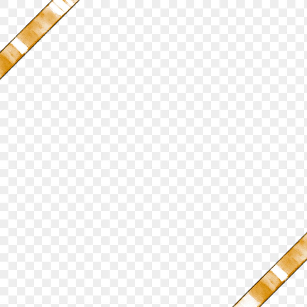 Gold ribbon png border frame with transparent background