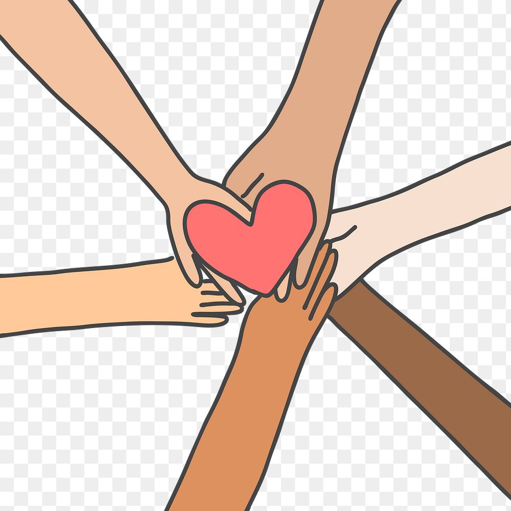 Charity PNG doodle hands holding heart