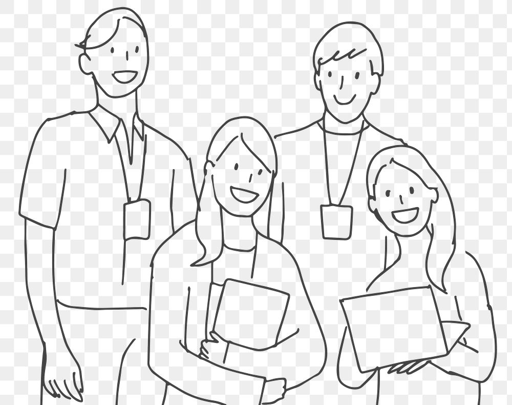 People PNG doodle happy colleagues illustration characters