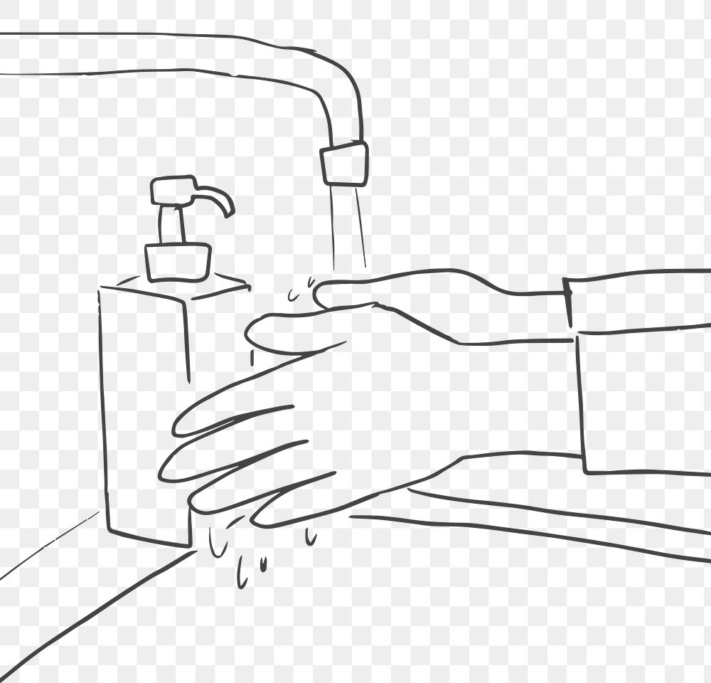 PNG new normal doodle, personal hygiene concept