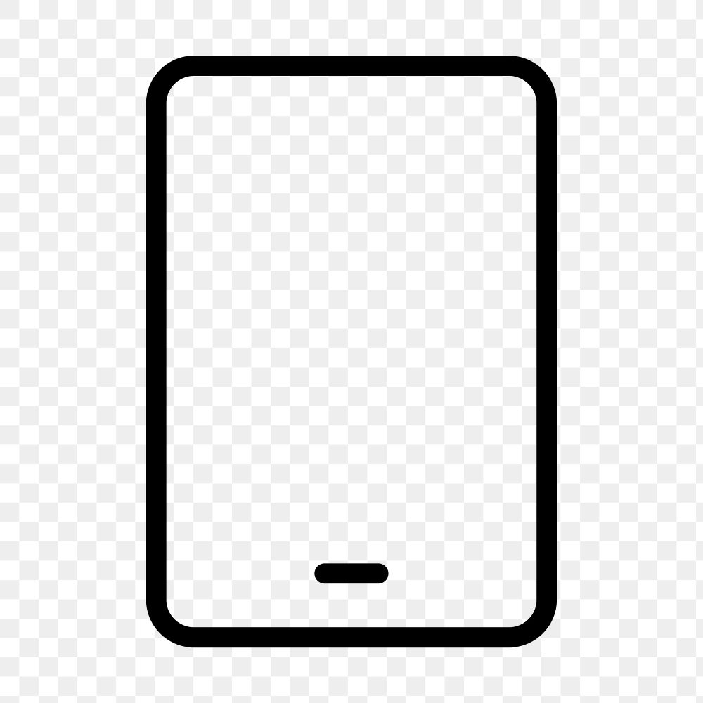 Tablet png app icon for social media in outline style