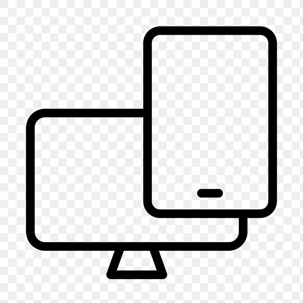 Tablet png app icon for social media in outline style