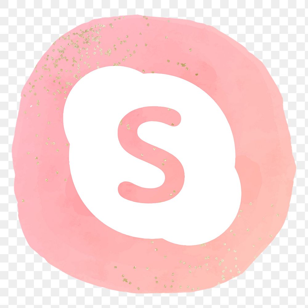 Skype app png icon  with a watercolor graphic effect. 2 AUGUST 2021 - BANGKOK, THAILAND