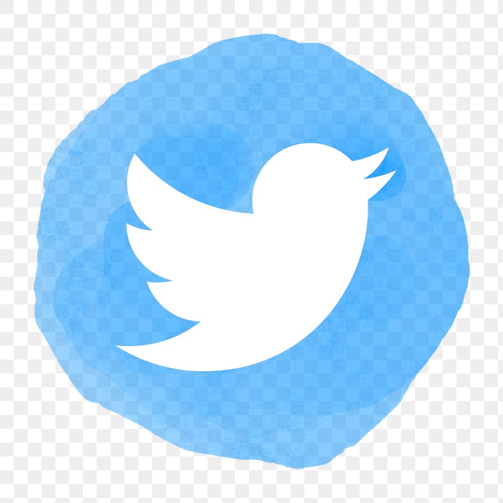Twitter app icon png with a watercolor graphic effect. 21 JULY 2021 - BANGKOK, THAILAND