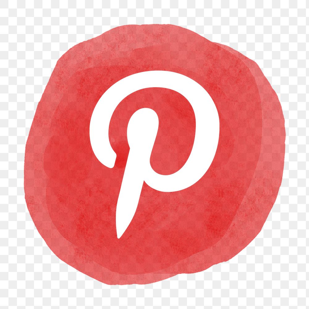 Pinterest logo png in watercolor design. Social media icon. 21 JULY 2021 - BANGKOK, THAILAND