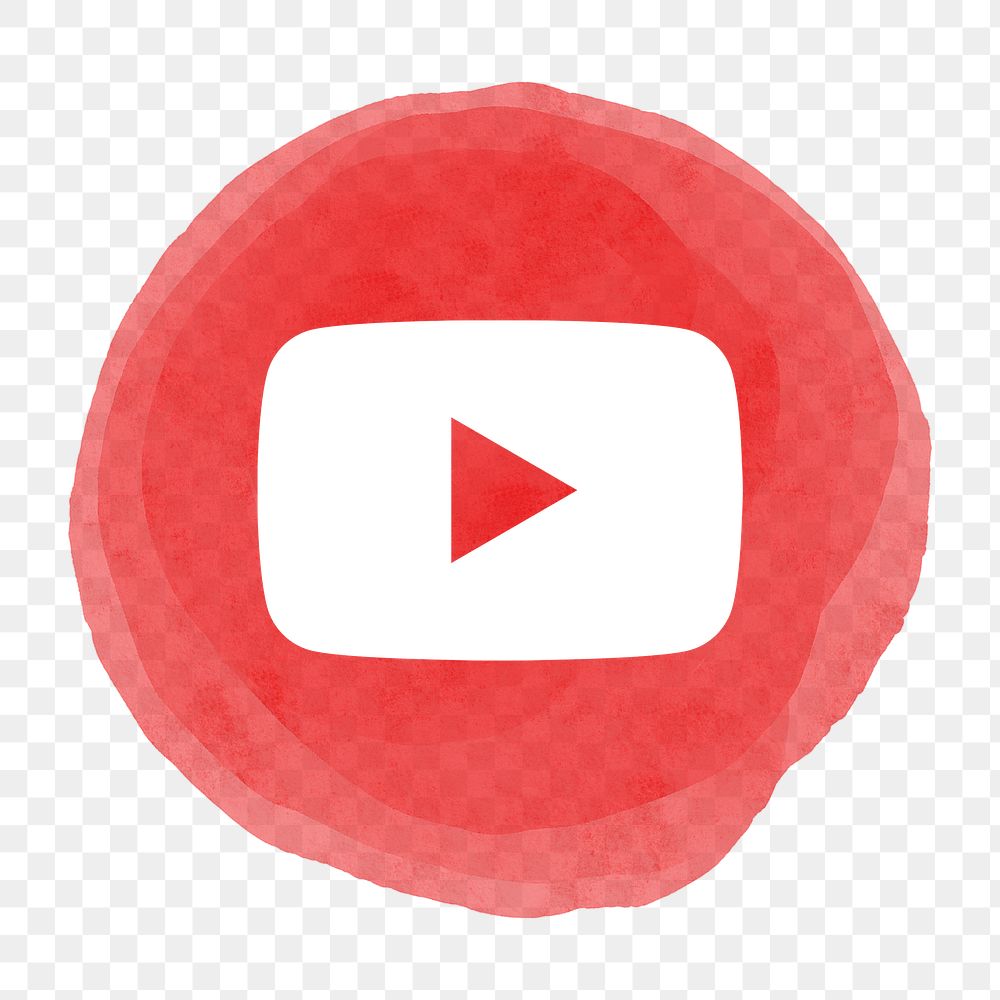 YouTube app icon png with a watercolor graphic effect. 21 JULY 2021 - BANGKOK, THAILAND
