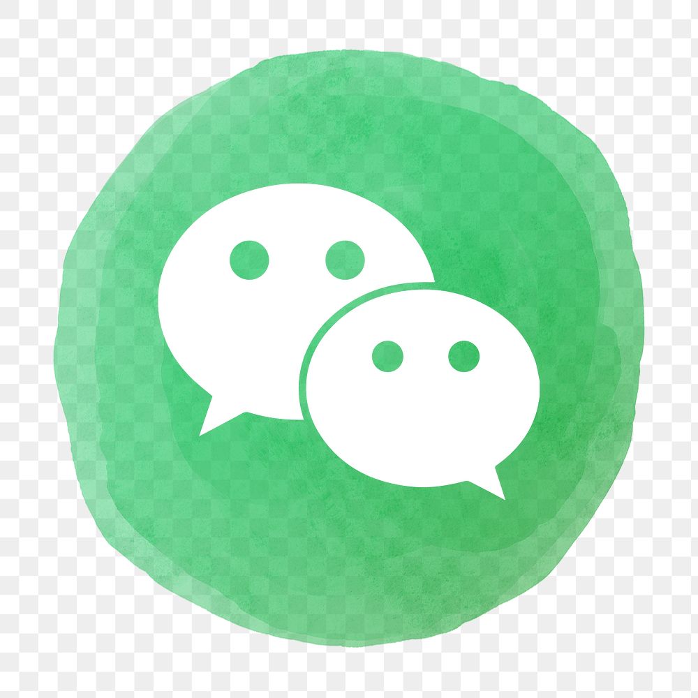 WeChat logo png in watercolor design. Social media icon. 21 JULY 2021 - BANGKOK, THAILAND