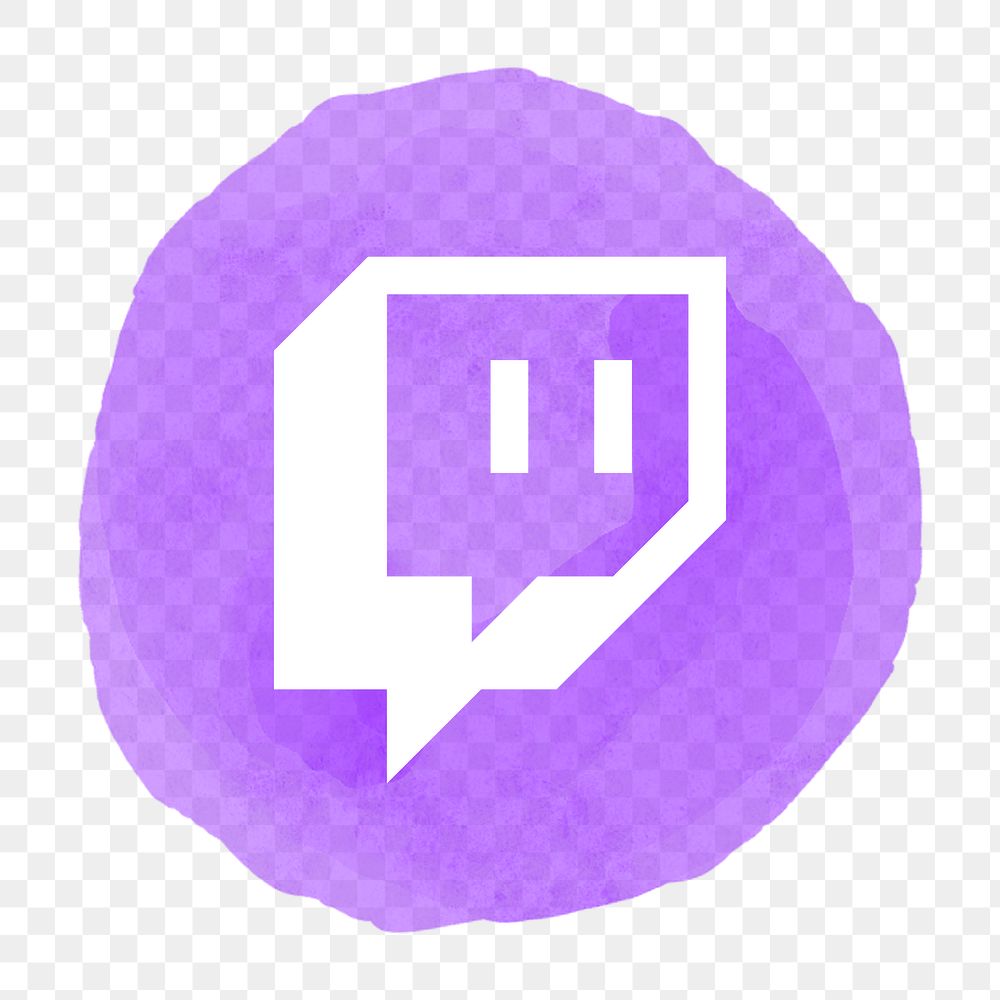 Twitch icon png for social media in watercolor design. 21 JULY 2021 - BANGKOK, THAILAND