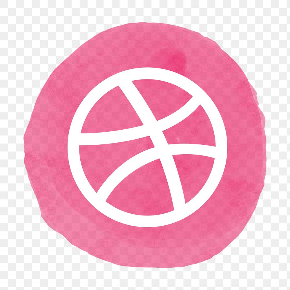 Dribbble icon png for social media in watercolor design. 21 JULY 2021 - BANGKOK, THAILAND