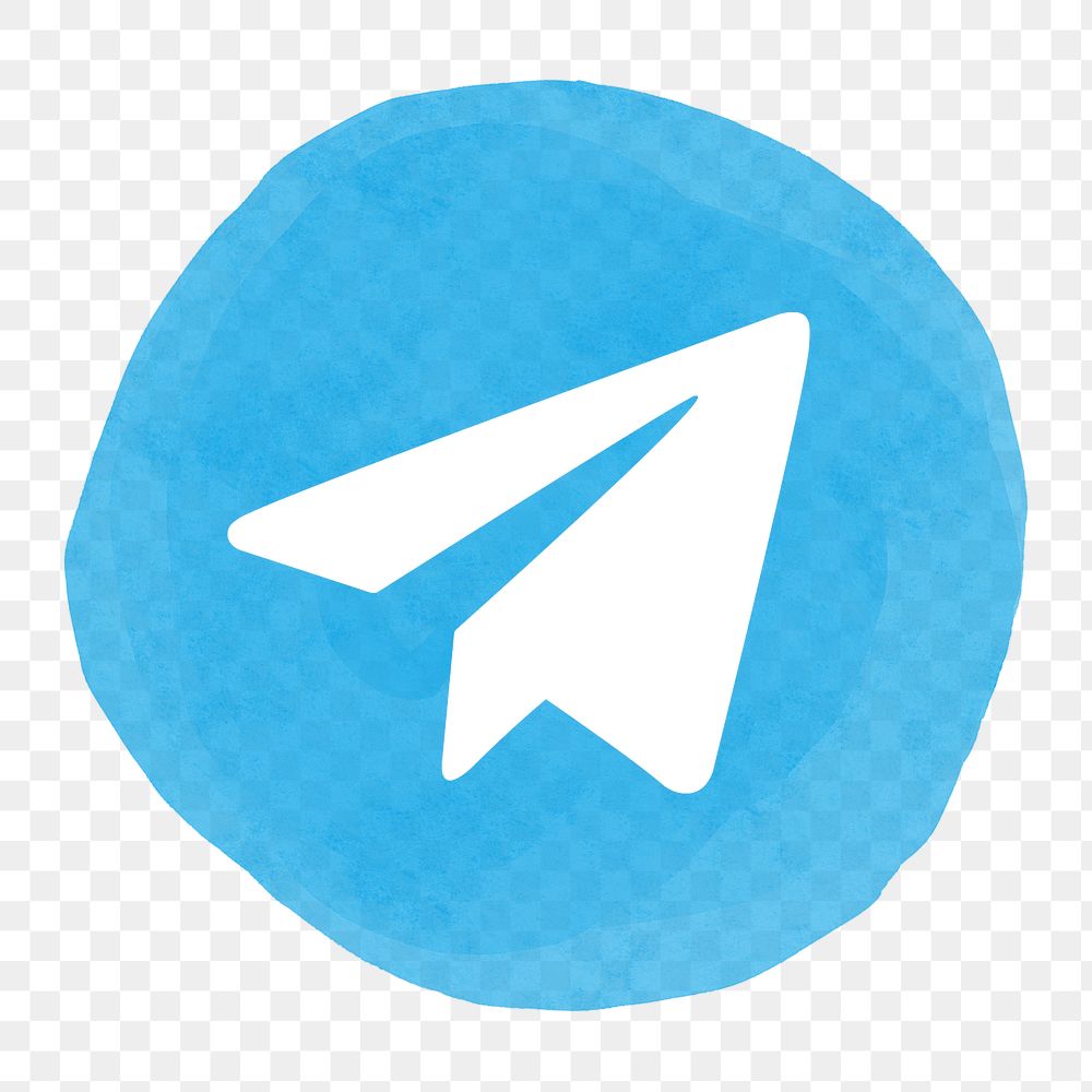 Telegram logo png in watercolor design. Social media icon. 21 JULY 2021 - BANGKOK, THAILAND