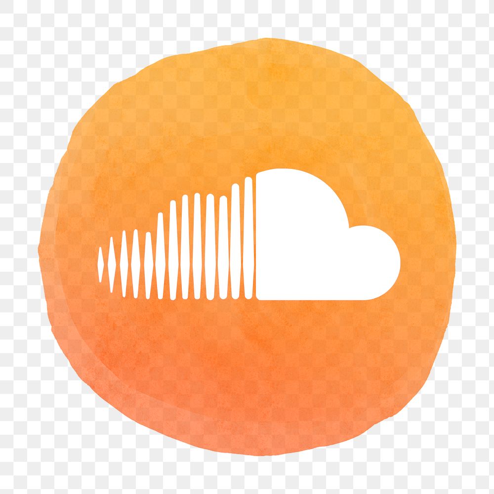 SoundCloud icon png for social media in watercolor design. 21 JULY 2021 - BANGKOK, THAILAND
