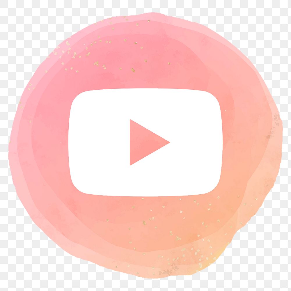 YouTube app icon png with a watercolor graphic effect. 21 JULY 2021 - BANGKOK, THAILAND