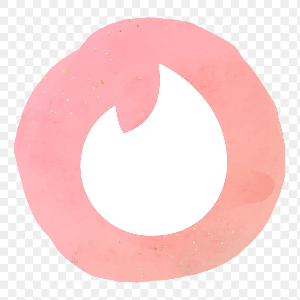 Tinder icon png for social media in watercolor design. 2 AUGUST 2021 - BANGKOK, THAILAND
