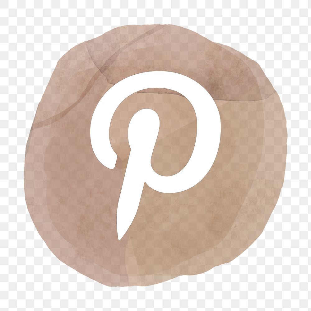 Pinterest logo png in watercolor design. Social media icon. 2 AUGUST 2021 - BANGKOK, THAILAND