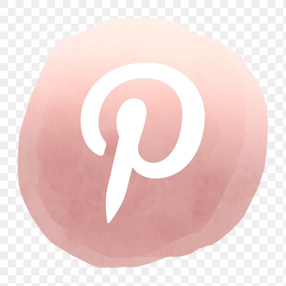 Pinterest logo png in watercolor design. Social media icon. 2 AUGUST 2021 - BANGKOK, THAILAND