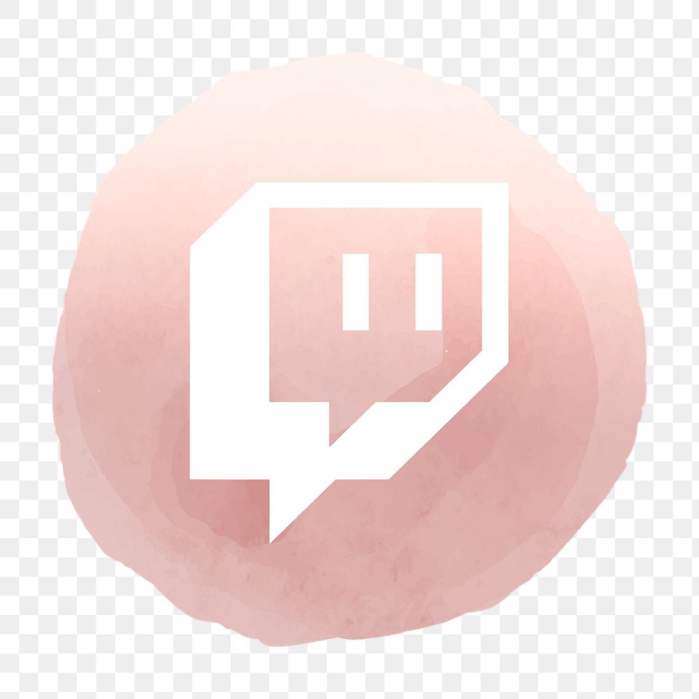 Twitch icon png for social media in watercolor design. 2 AUGUST 2021 - BANGKOK, THAILAND