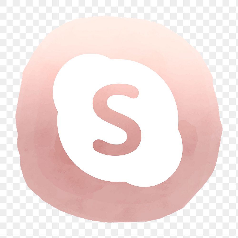 Skype app png icon  with a watercolor graphic effect. 2 AUGUST 2021 - BANGKOK, THAILAND