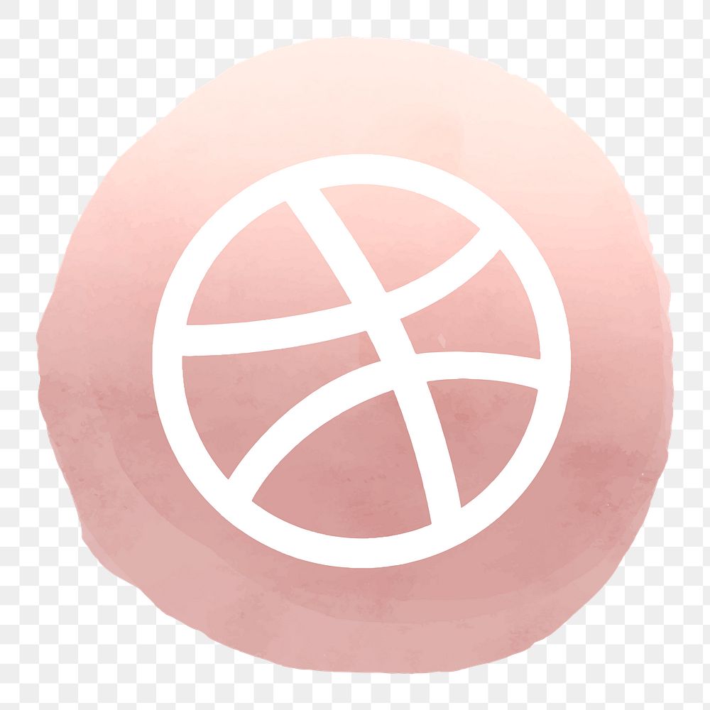 Dribbble icon png for social media in watercolor design. 2 AUGUST 2021 - BANGKOK, THAILAND