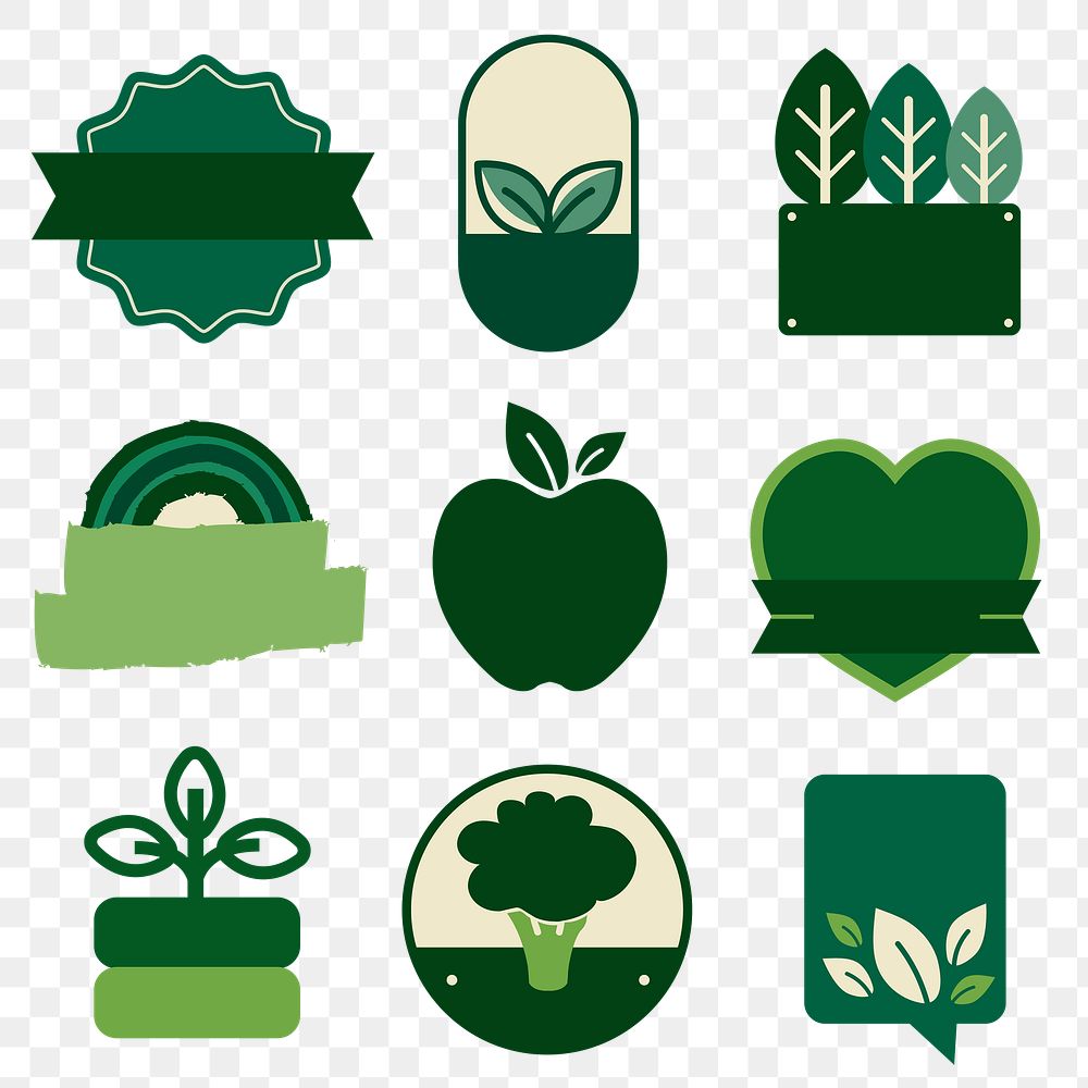 Png natural products blank badges set in green