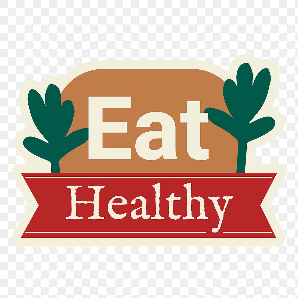 Png eat healthy badge sticker for food marketing campaign