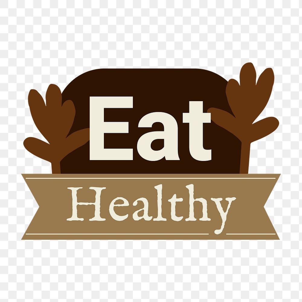 Png eat healthy badge sticker for food marketing campaign