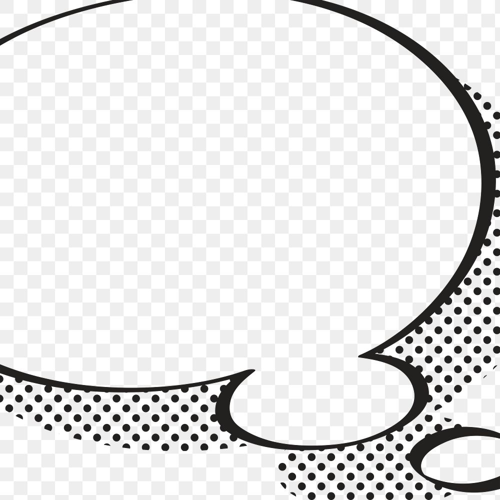 Thought bubble png frame sticker, cartoon halftone style