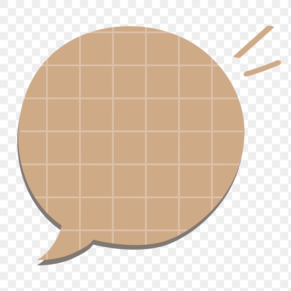 Speech bubble png sticker in brown grid paper pattern style